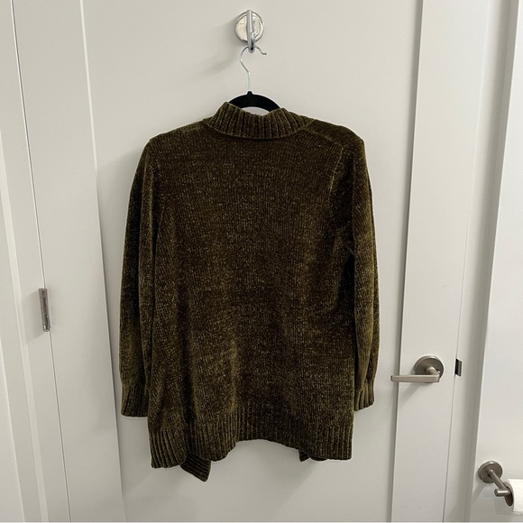 LOFT Chenille Long Cardigan Sweater - Olive Green - Picture 3 of 5